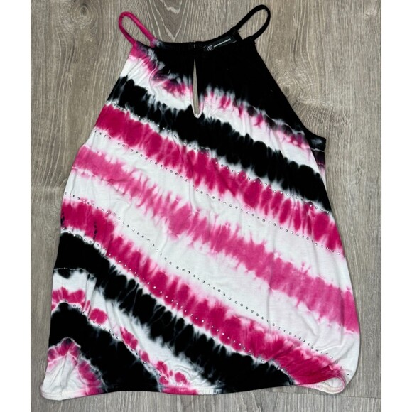 INC International Concepts Tie Dye Tank Top Medium Studs Pink Boho Festival Vibe - Picture 6 of 9